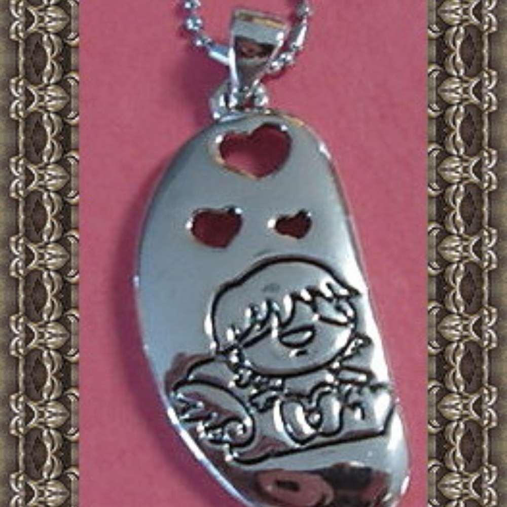 Baby Boy Angel With Hearts Design Necklace